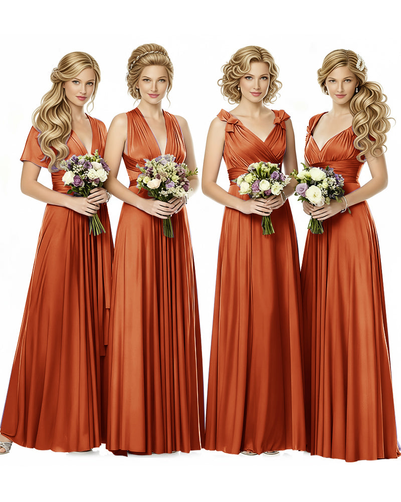 Multiway Wrap Maxi Infinity Dress With Pockets Regular Plus size Wedding Bridal Party Bridemaids Gownburnt orange 