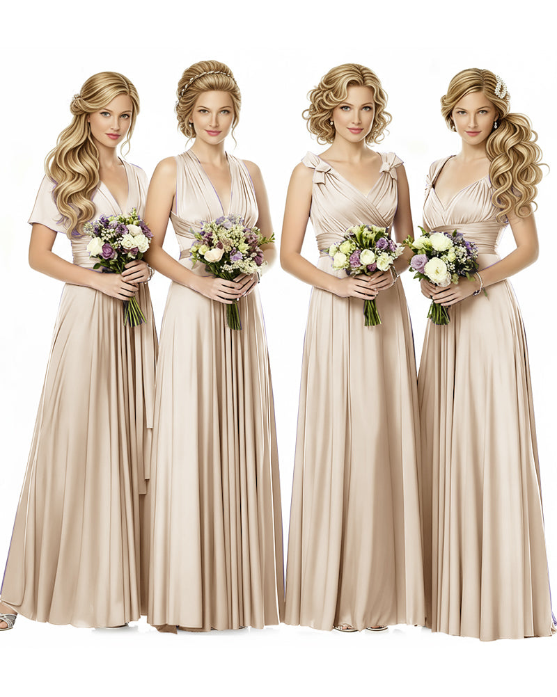 Multiway Wrap Maxi Infinity Dress With Pockets Regular Plus size Wedding Bridal Party Bridemaids Gownchampagne 