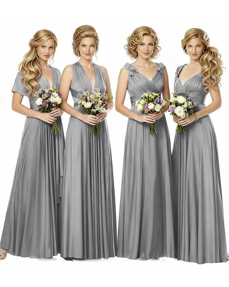 Multiway Wrap Maxi Infinity Dress With Pockets Regular Plus size Wedding Bridal Party Bridemaids Gowncharcoal grey 
