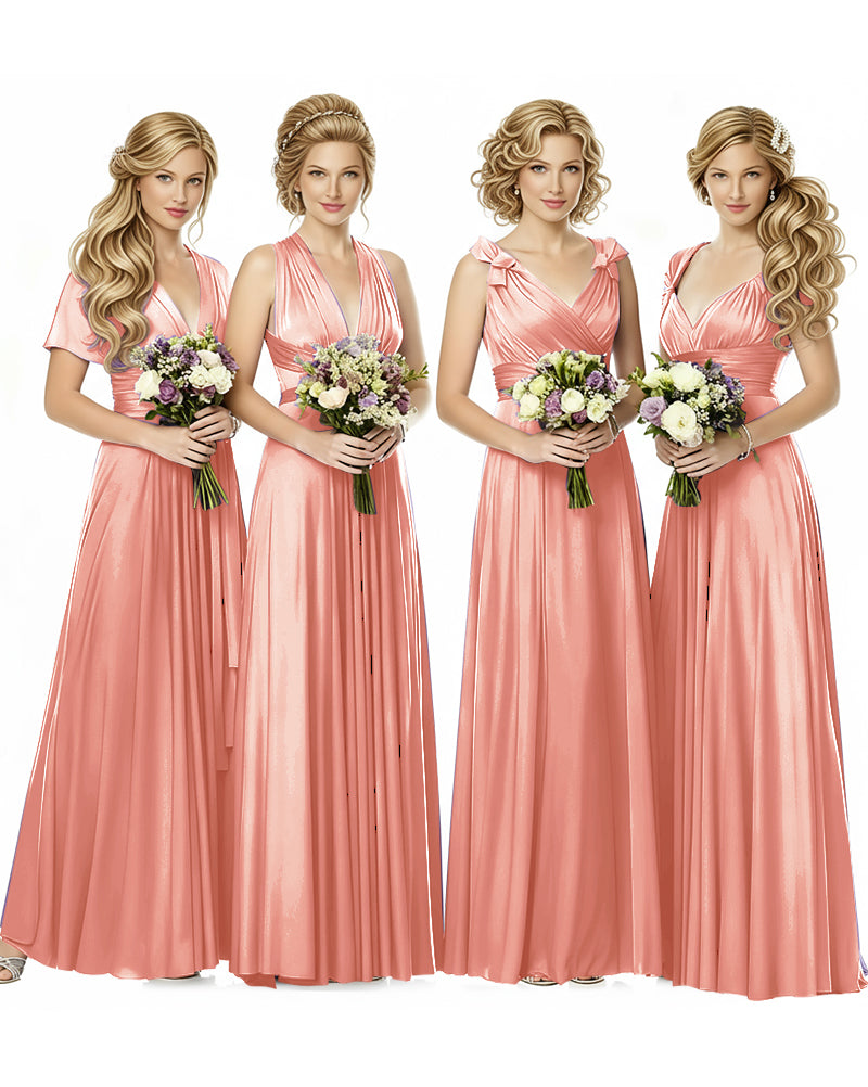 Multiway Wrap Maxi Infinity Dress With Pockets Regular Plus size Wedding Bridal Party Bridemaids Gowncoral 