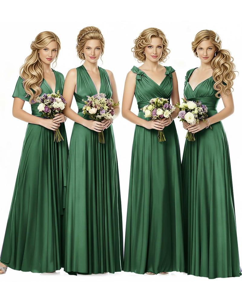 Multiway Wrap Maxi Infinity Dress With Pockets Regular Plus size Wedding Bridal Party Bridemaids Gowndark green 
