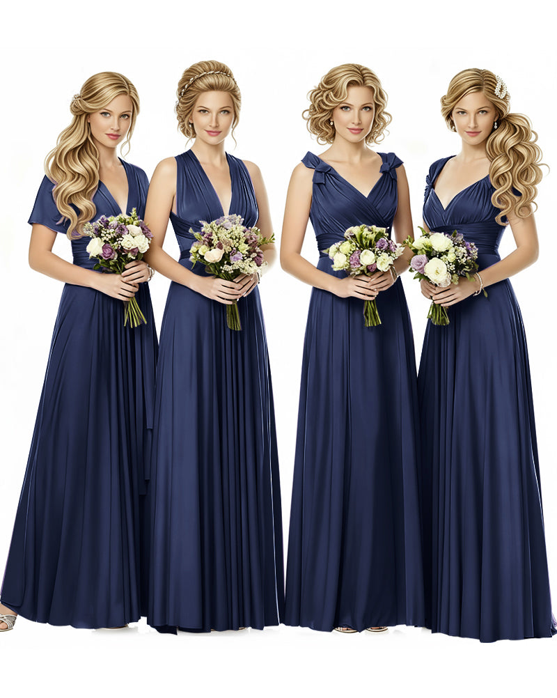 Multiway Wrap Maxi Infinity Dress With Pockets Regular Plus size Wedding Bridal Party Bridemaids Gowndark navy 