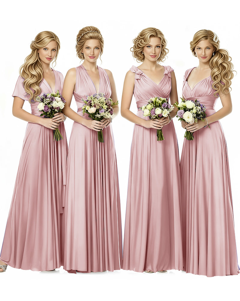 Multiway Wrap Maxi Infinity Dress With Pockets Regular Plus size Wedding Bridal Party Bridemaids Gowndusty rose 