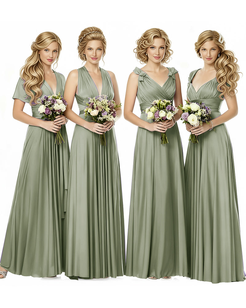 Multiway Wrap Maxi Infinity Dress With Pockets Regular Plus size Wedding Bridal Party Bridemaids Gowndusty sage 