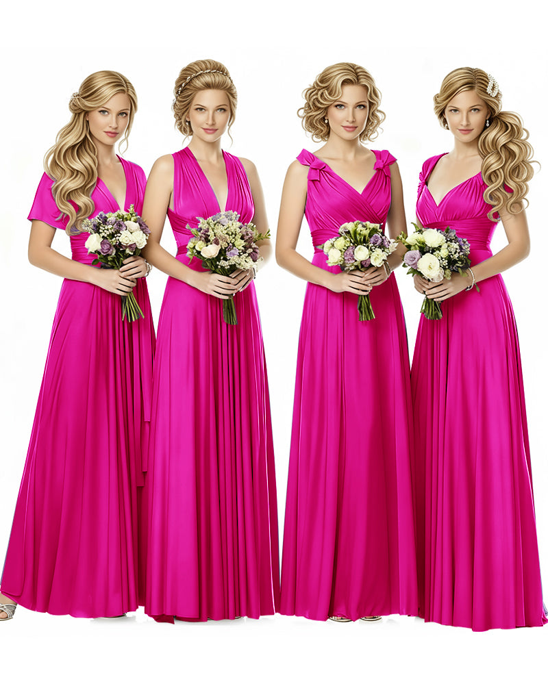 Multiway Wrap Maxi Infinity Dress With Pockets Regular Plus size Wedding Bridal Party Bridemaids Gownfuchsia 