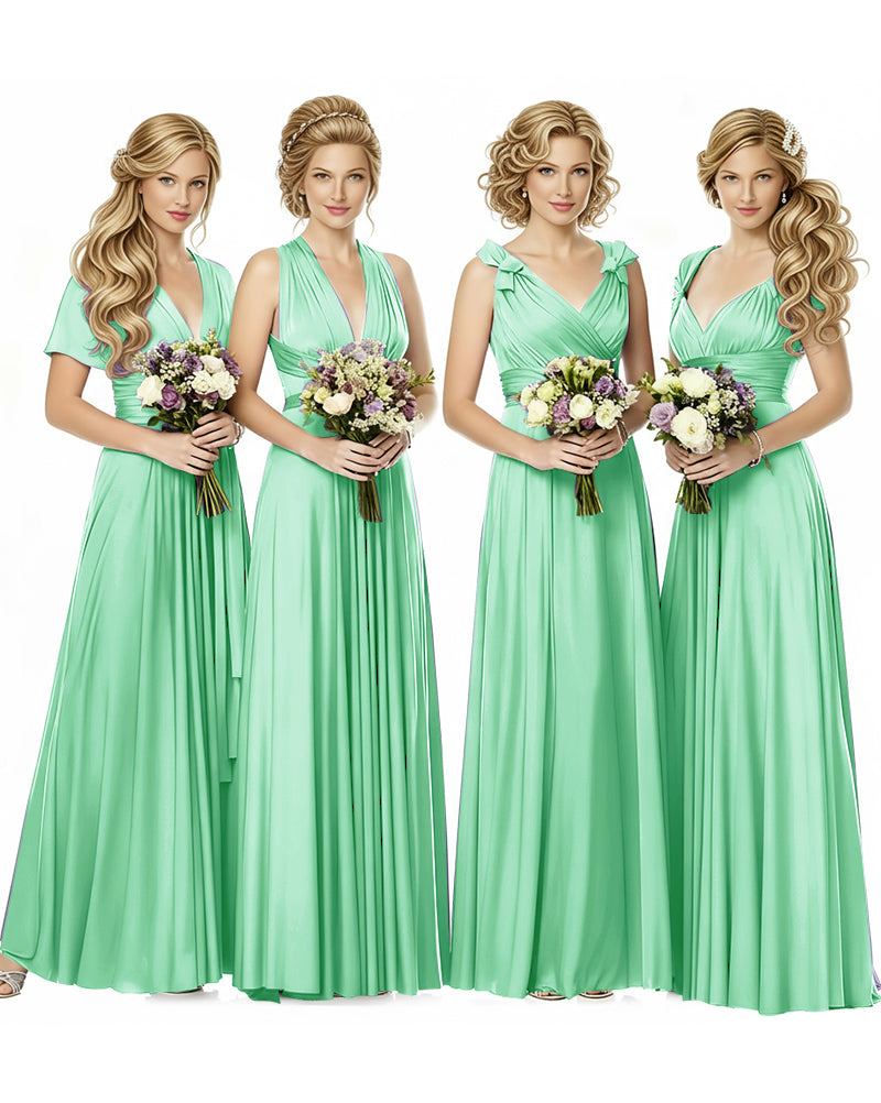 Multiway Wrap Maxi Infinity Dress With Pockets Regular Plus size Wedding Bridal Party Bridemaids Gownmint green 