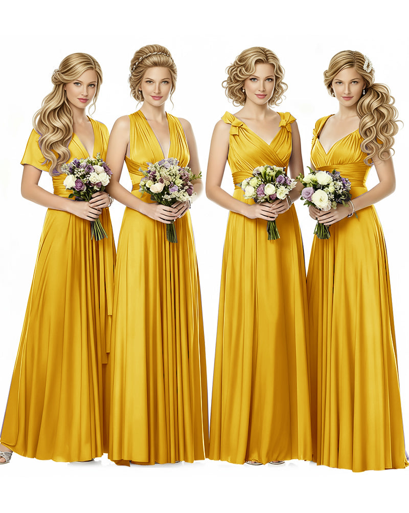 Multiway Wrap Maxi Infinity Dress With Pockets Regular Plus size Wedding Bridal Party Bridemaids Gownmustard yellow 