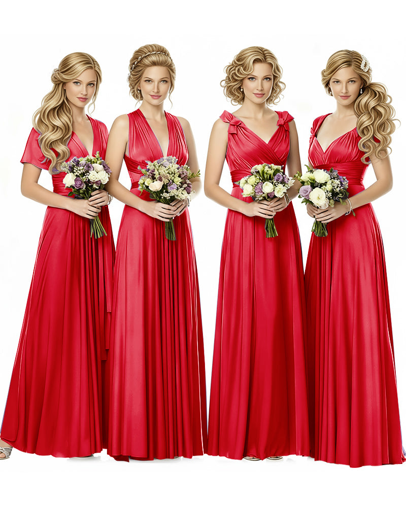 Multiway Wrap Maxi Infinity Dress With Pockets Regular Plus size Wedding Bridal Party Bridemaids Gownred 