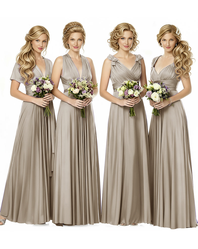 Multiway Wrap Maxi Infinity Dress With Pockets Regular Plus size Wedding Bridal Party Bridemaids Gowntaupe 