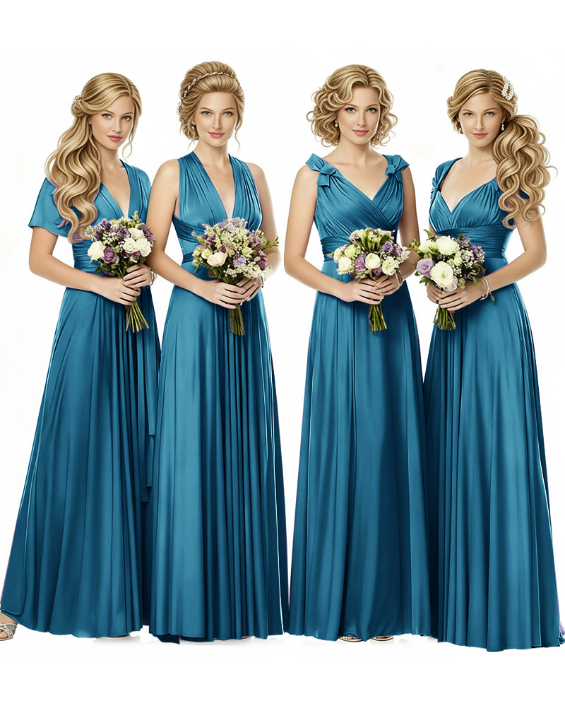 Multiway Wrap Maxi Infinity Dress With Pockets Regular Plus size Wedding Bridal Party Bridemaids Gownteal blue 
