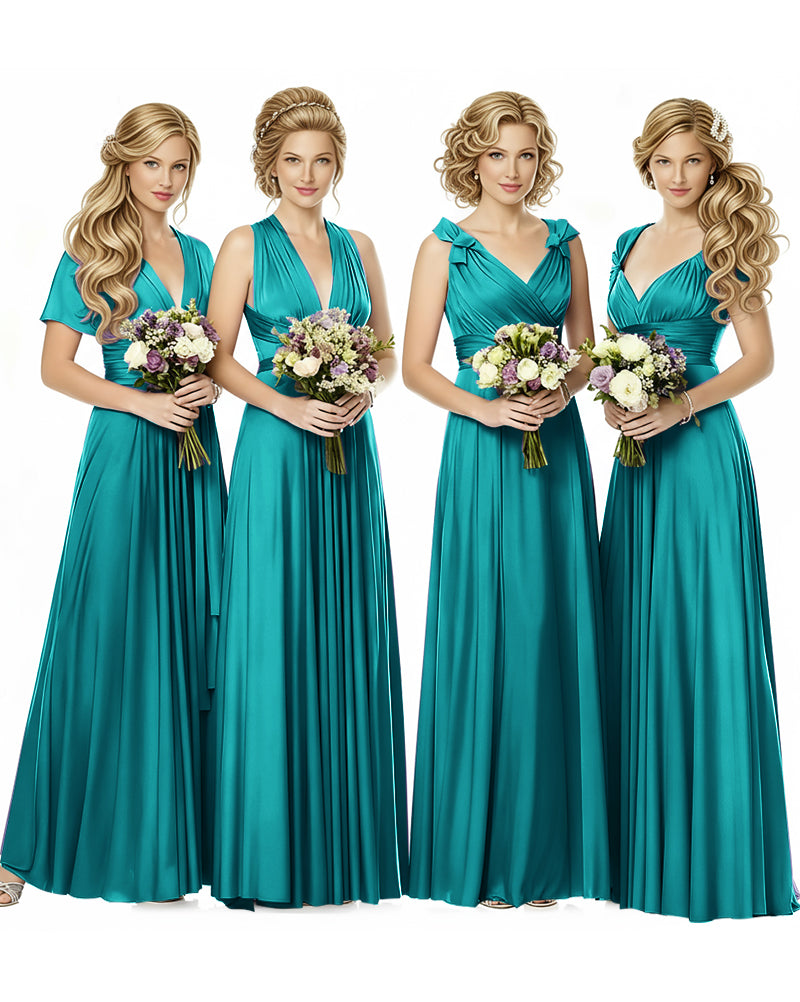 Multiway Wrap Maxi Infinity Dress With Pockets Regular Plus size Wedding Bridal Party Bridemaids Gownteal green 