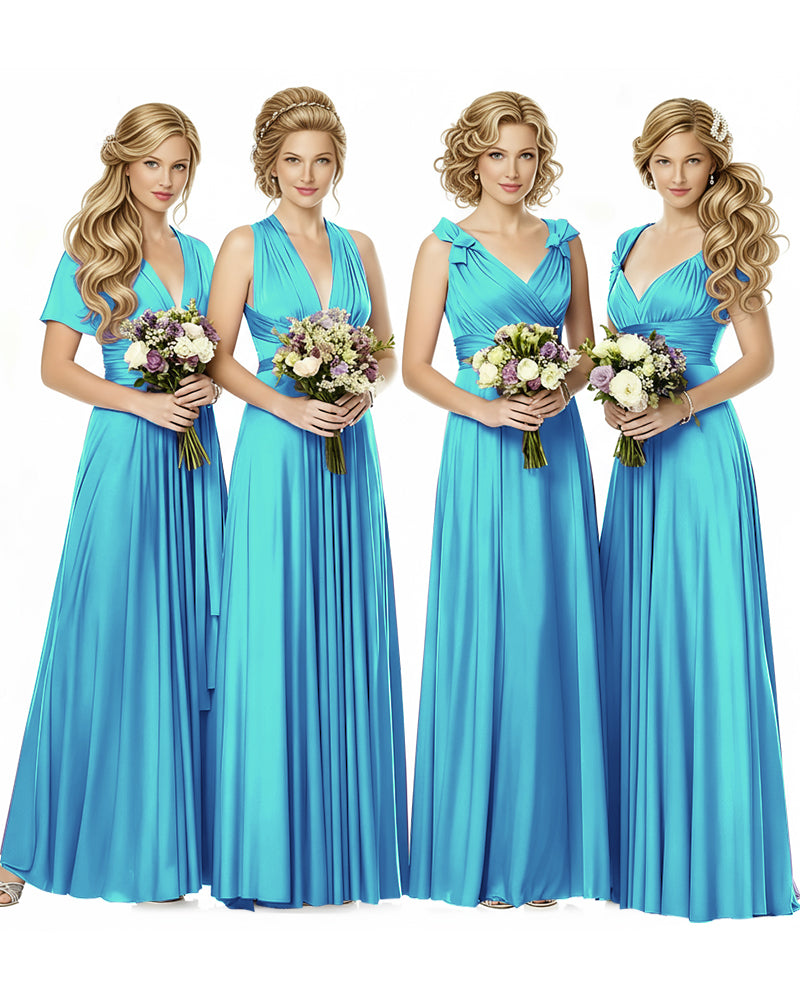 Multiway Wrap Maxi Infinity Dress With Pockets Regular Plus size Wedding Bridal Party Bridemaids Gownturquoise blue 