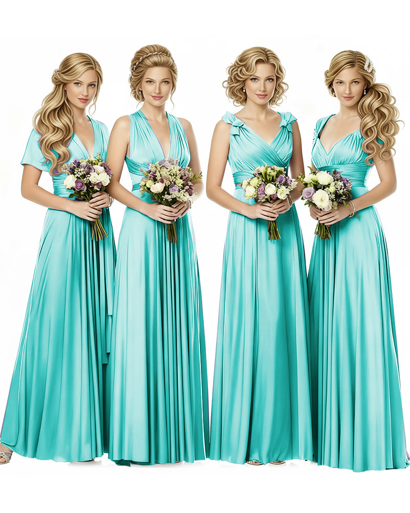 Multiway Wrap Maxi Infinity Dress With Pockets Regular Plus size Wedding Bridal Party Bridemaids Gownturquoise 