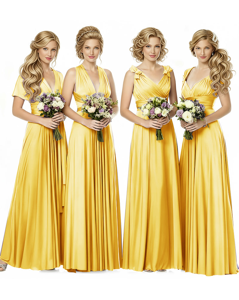 Multiway Wrap Maxi Infinity Dress With Pockets Regular Plus size Wedding Bridal Party Bridemaids Gownyellow 