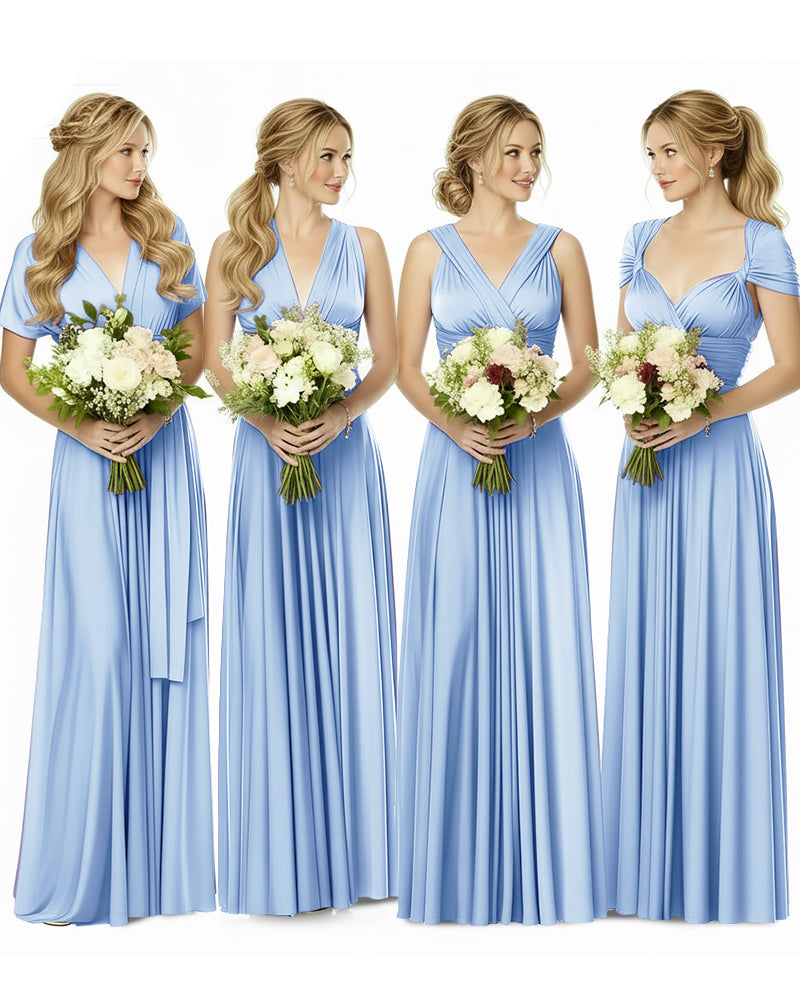 Bridesmaid Maxi Infinity Dress with Pockets Regular Plus size Wedding Bridal Party Bridemaids Gownblue 