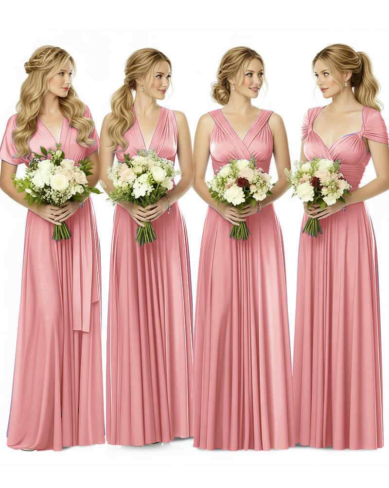 Bridesmaid Maxi Infinity Dress with Pockets Regular Plus size Wedding Bridal Party Bridemaids Gownblushing pink 