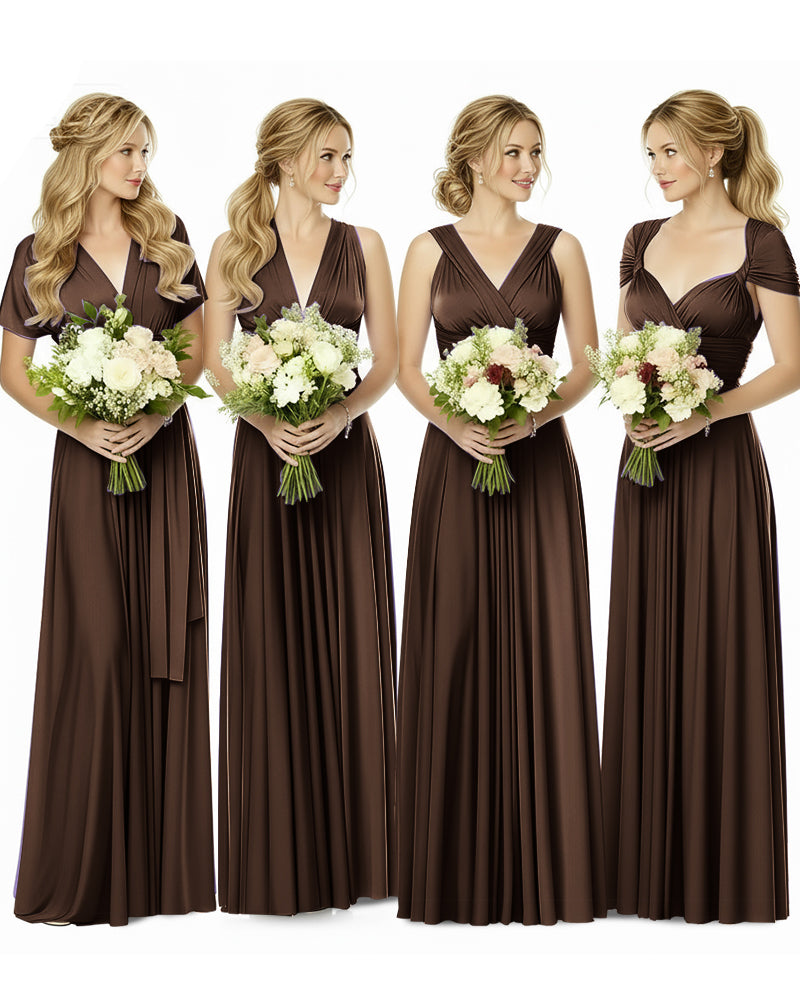 Bridesmaid Maxi Infinity Dress with Pockets Regular Plus size Wedding Bridal Party Bridemaids Gownbrown 