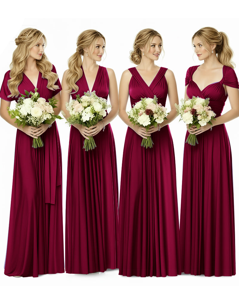 Bridesmaid Maxi Infinity Dress with Pockets Regular Plus size Wedding Bridal Party Bridemaids Gownburgundy 