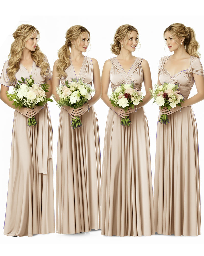 Bridesmaid Maxi Infinity Dress with Pockets Regular Plus size Wedding Bridal Party Bridemaids Gownchampagne 