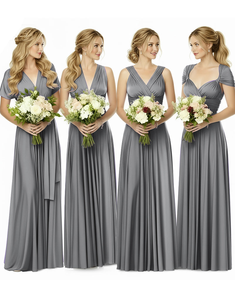 Bridesmaid Maxi Infinity Dress with Pockets Regular Plus size Wedding Bridal Party Bridemaids Gowncharcoal grey 