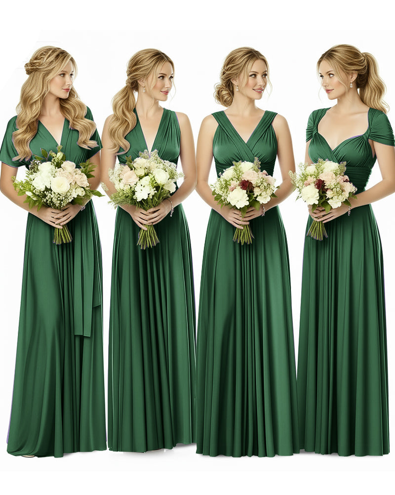 Bridesmaid Maxi Infinity Dress with Pockets Regular Plus size Wedding Bridal Party Bridemaids Gowndark green 