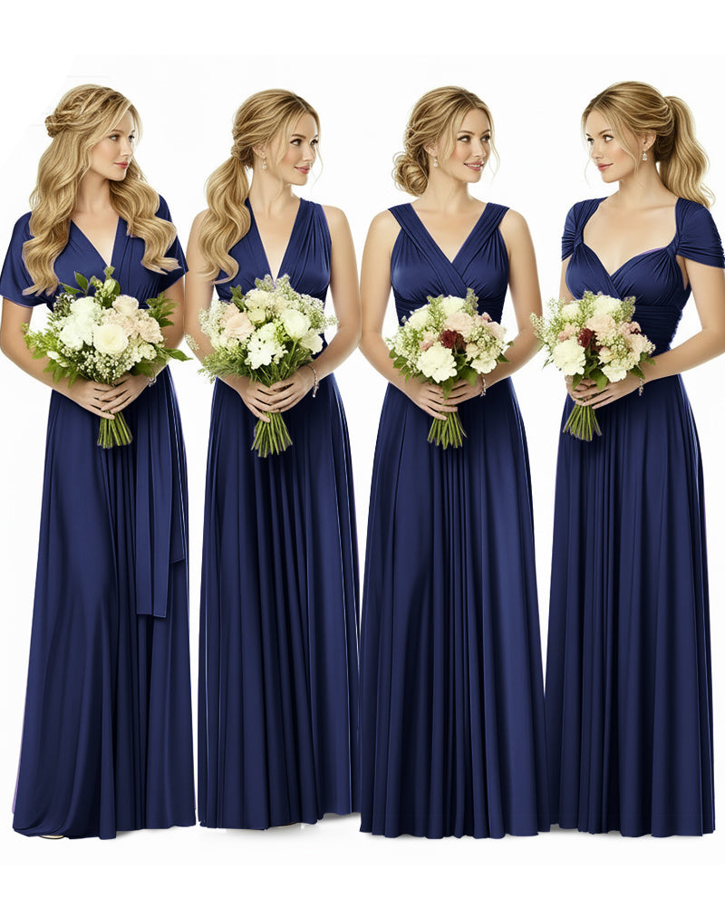 Bridesmaid Maxi Infinity Dress with Pockets Regular Plus size Wedding Bridal Party Bridemaids Gowndark navy 