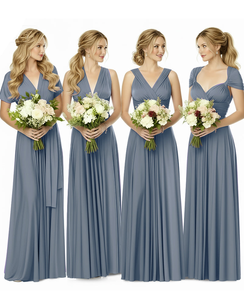 Bridesmaid Maxi Infinity Dress with Pockets Regular Plus size Wedding Bridal Party Bridemaids Gowndusty blue 