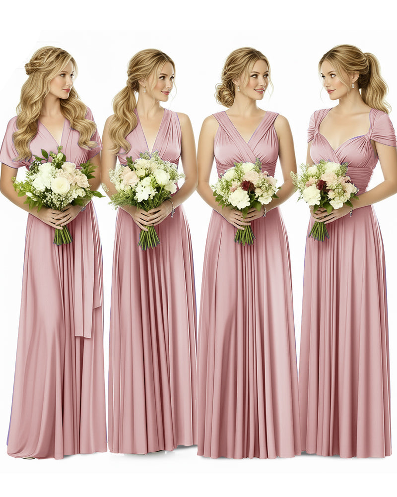 Bridesmaid Maxi Infinity Dress with Pockets Regular Plus size Wedding Bridal Party Bridemaids Gowndusty rose 