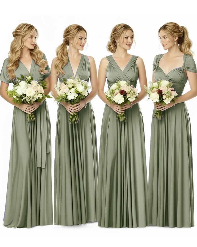Bridesmaid Maxi Infinity Dress with Pockets Regular Plus size Wedding Bridal Party Bridemaids Gowndusty sage 