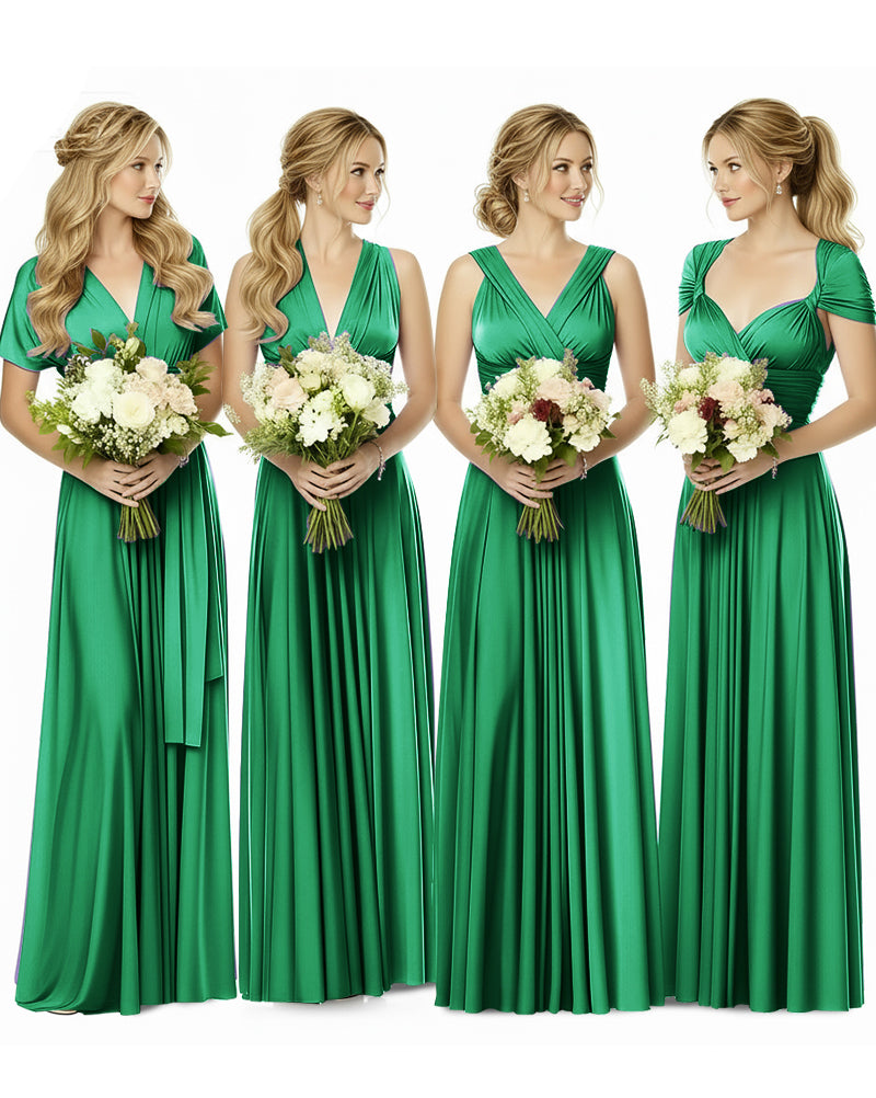 Bridesmaid Maxi Infinity Dress with Pockets Regular Plus size Wedding Bridal Party Bridemaids Gownemerald 