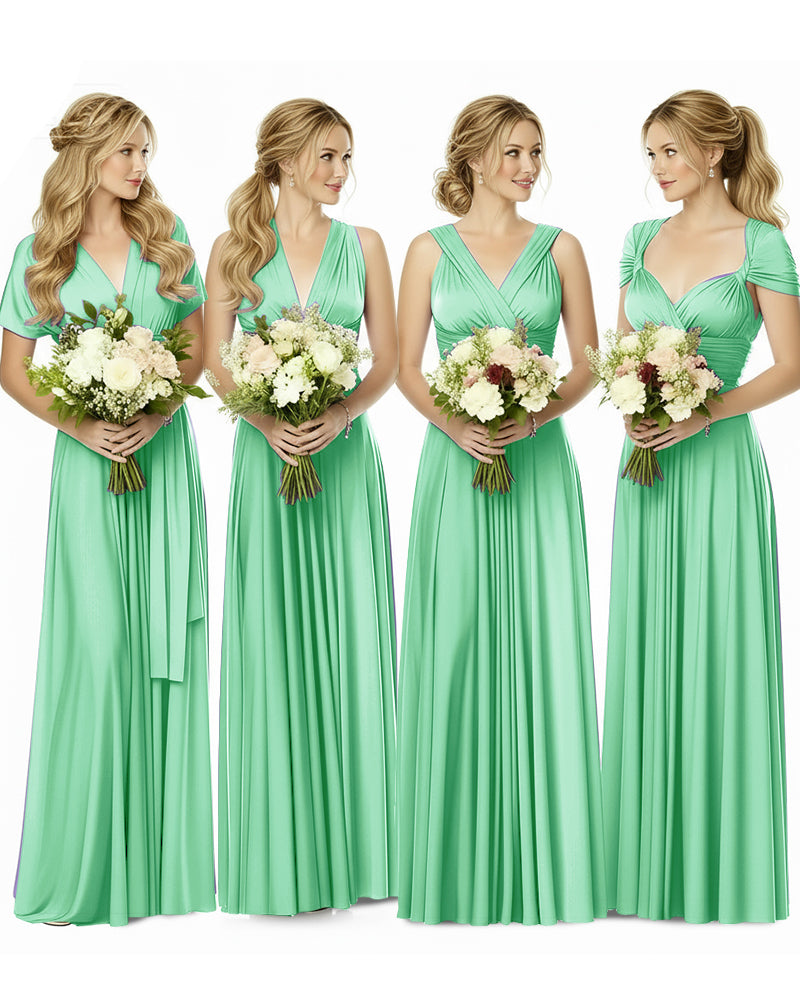 Bridesmaid Maxi Infinity Dress with Pockets Regular Plus size Wedding Bridal Party Bridemaids Gownmint green 
