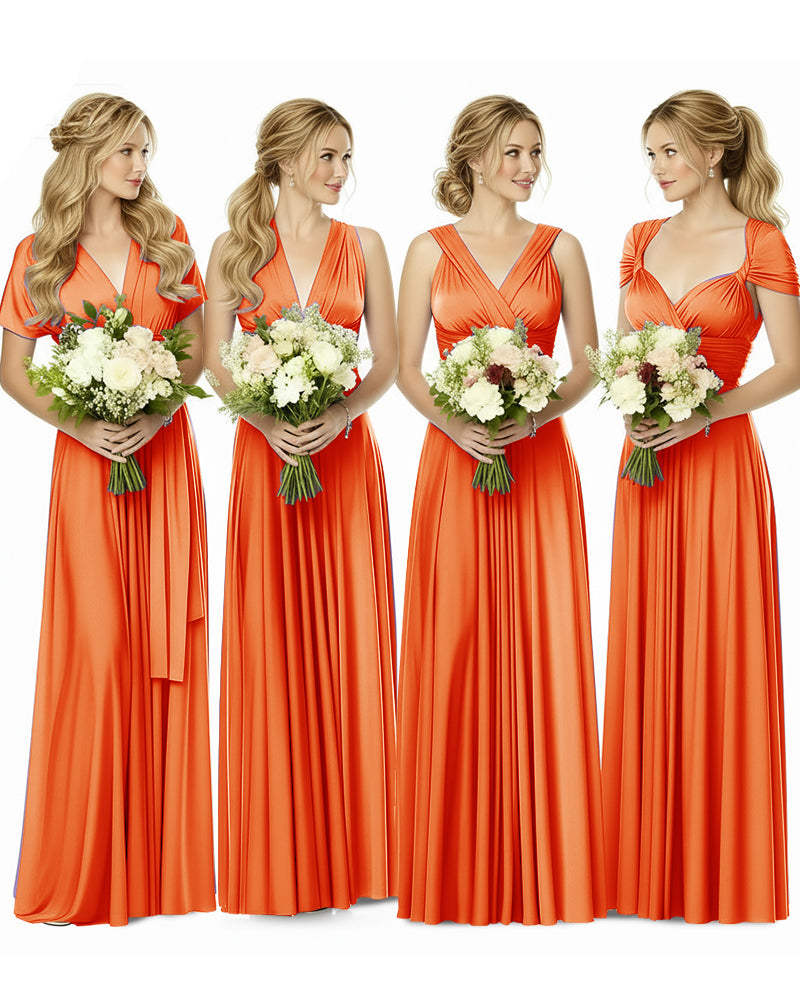 Bridesmaid Maxi Infinity Dress with Pockets Regular Plus size Wedding Bridal Party Bridemaids Gownorange 