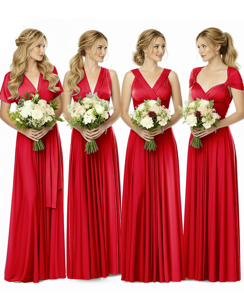 Bridesmaid Maxi Infinity Dress with Pockets Regular Plus size Wedding Bridal Party Bridemaids Gownred 