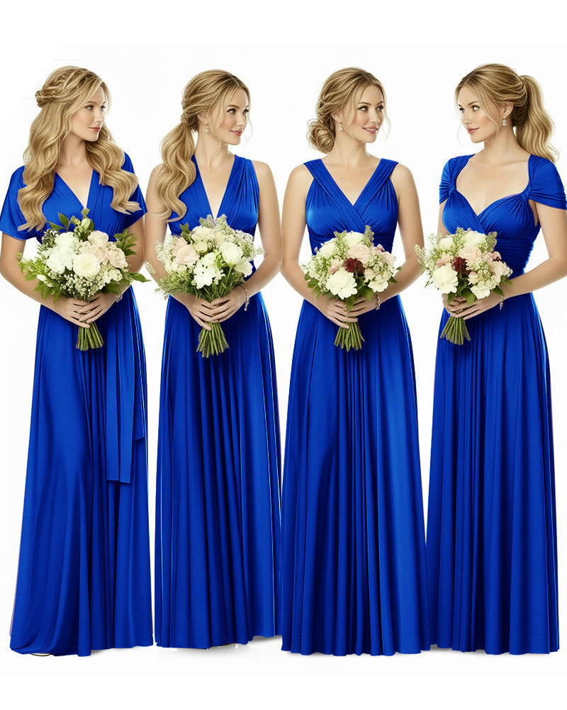 Bridesmaid Maxi Infinity Dress with Pockets Regular Plus size Wedding Bridal Party Bridemaids Gownroyal blue 