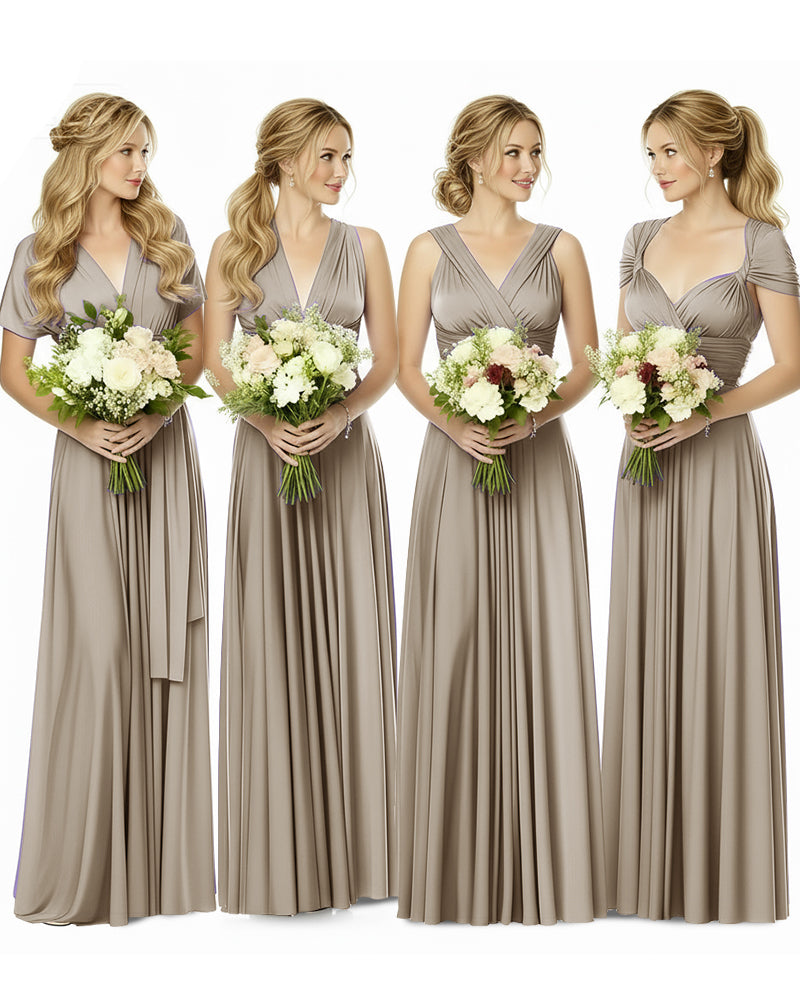 Bridesmaid Maxi Infinity Dress with Pockets Regular Plus size Wedding Bridal Party Bridemaids Gowntaupe 