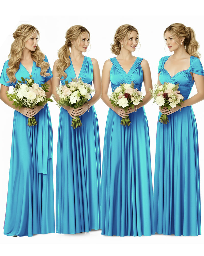 Bridesmaid Maxi Infinity Dress with Pockets Regular Plus size Wedding Bridal Party Bridemaids Gownturquoise blue 