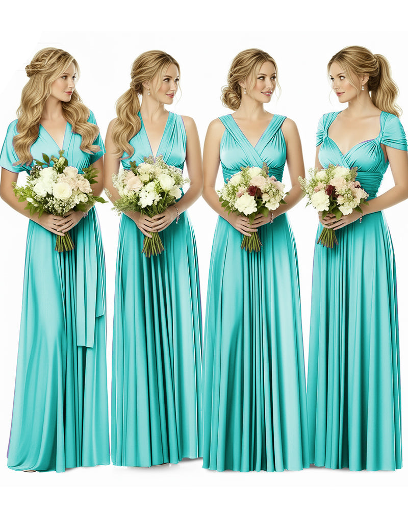 Bridesmaid Maxi Infinity Dress with Pockets Regular Plus size Wedding Bridal Party Bridemaids Gownturquoise 
