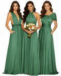 Infinity Wrap Convertible Maxi Dress Regular Plus size Wedding Bridal Party Bridemaids Gown dark green 