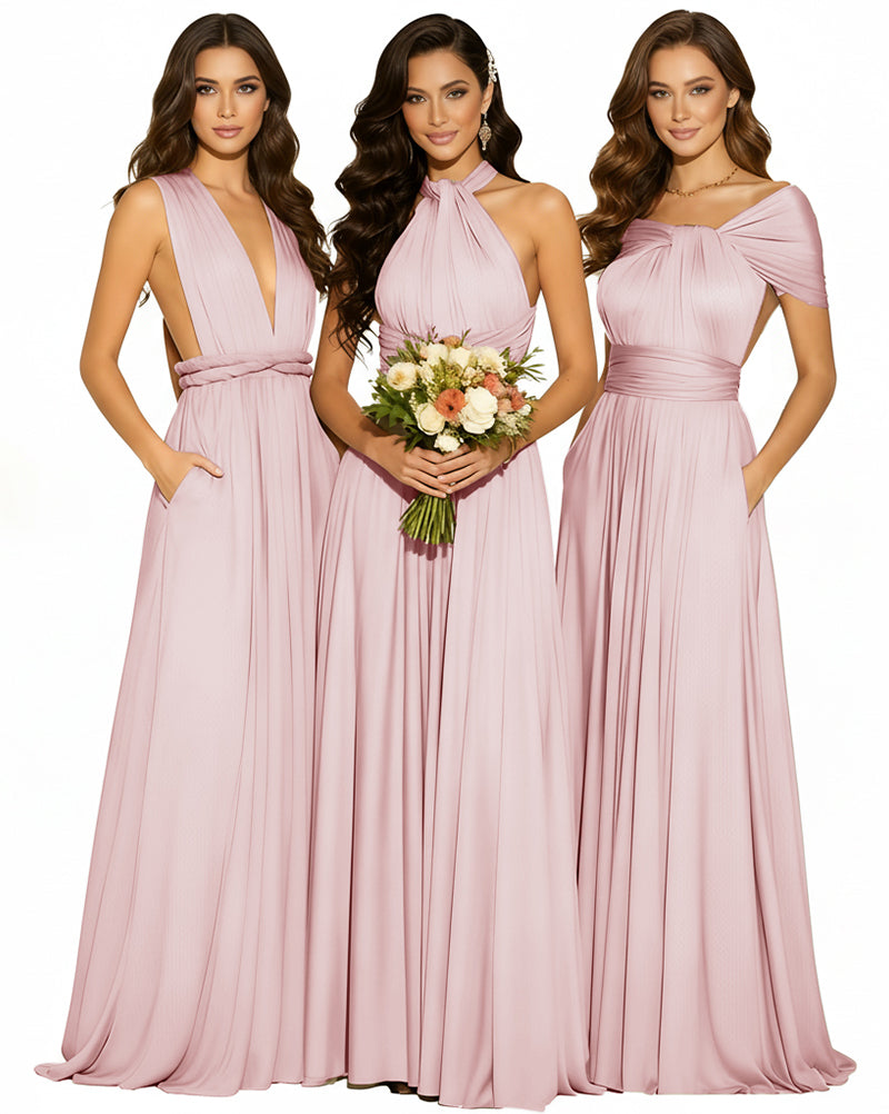 Infinity Wrap Convertible Maxi Dress Regular Plus size Wedding Bridal Party Bridemaids Gown dusty rose 