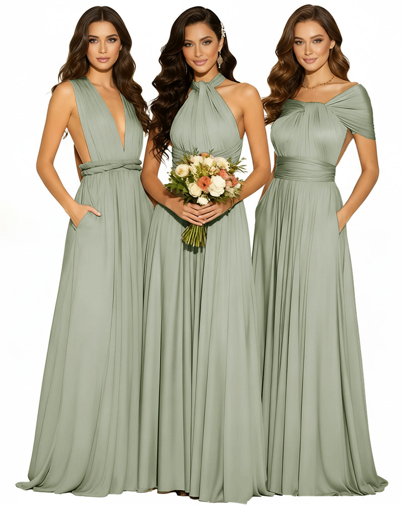 Infinity Wrap Convertible Maxi Dress Regular Plus size Wedding Bridal Party Bridemaids Gown dusty sage 