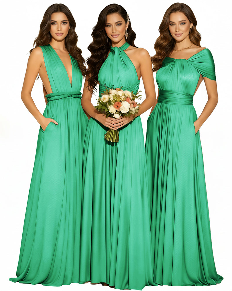 Infinity Wrap Convertible Maxi Dress Regular Plus size Wedding Bridal Party Bridemaids Gown emerald 