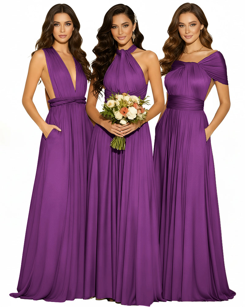Infinity Wrap Convertible Maxi Dress Regular Plus size Wedding Bridal Party Bridemaids Gown grape 