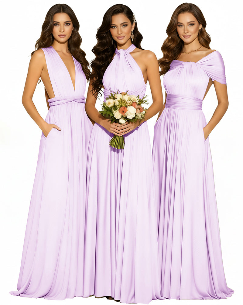 Infinity Wrap Convertible Maxi Dress Regular Plus size Wedding Bridal Party Bridemaids Gown lilac 