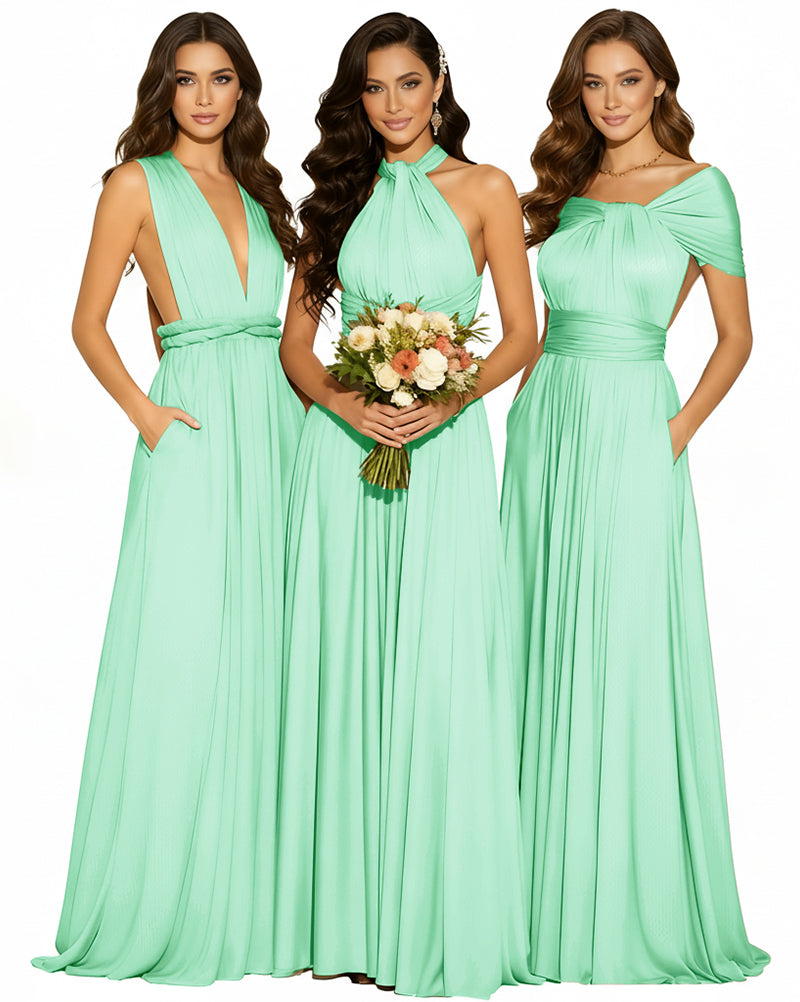 Infinity Wrap Convertible Maxi Dress Regular Plus size Wedding Bridal Party Bridemaids Gown mint green 