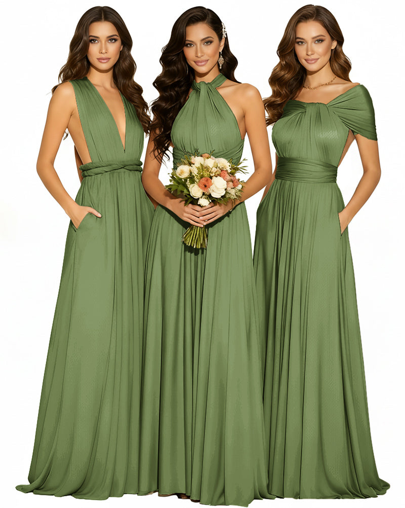 Infinity Wrap Convertible Maxi Dress Regular Plus size Wedding Bridal Party Bridemaids Gown olive 