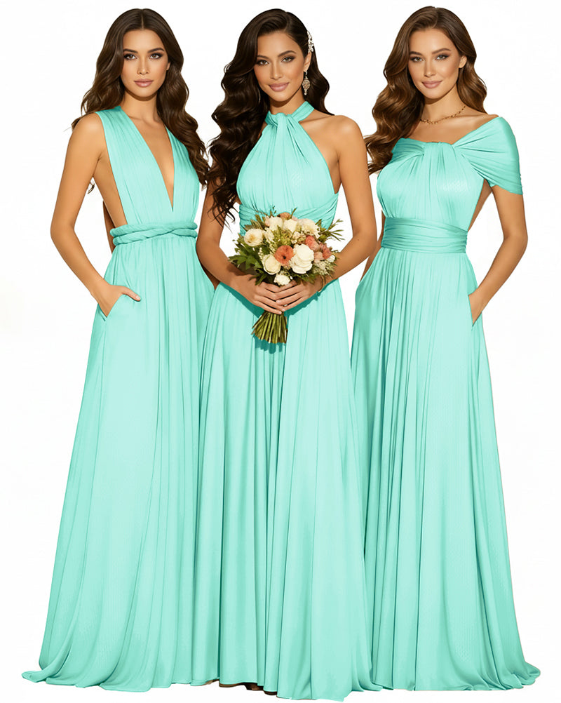 Infinity Wrap Convertible Maxi Dress Regular Plus size Wedding Bridal Party Bridemaids Gown sage 