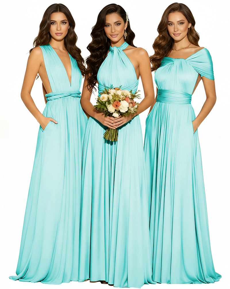Infinity Wrap Convertible Maxi Dress Regular Plus size Wedding Bridal Party Bridemaids Gown turquoise 