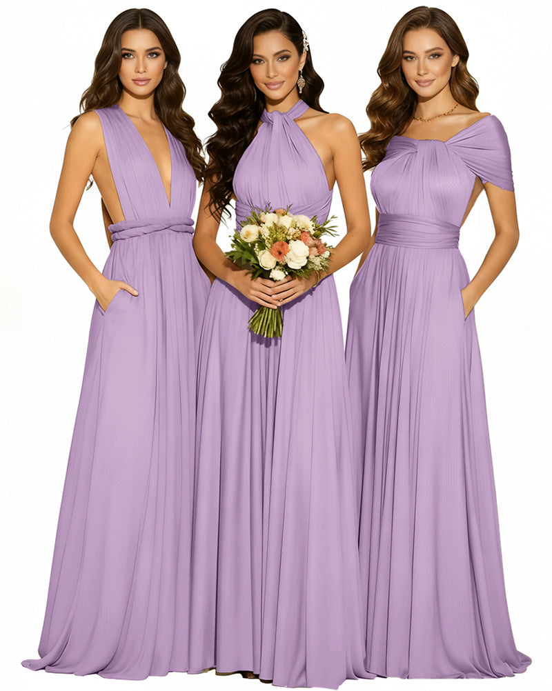 Infinity Wrap Convertible Maxi Dress Regular Plus size Wedding Bridal Party Bridemaids Gown wisteria mauve 