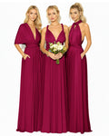 Convertible Bridesmaid Wrap Maxi Infinity Dress Regular Plus size Wedding Bridal Party Bridemaids Gown burgundy 