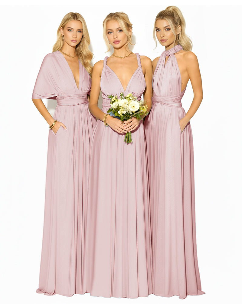 Convertible Bridesmaid Wrap Maxi Infinity Dress Regular Plus size Wedding Bridal Party Bridemaids Gown dusty rose 